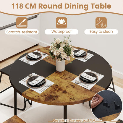 5 Piece Dining Table Set, Round Kitchen Table and Stools