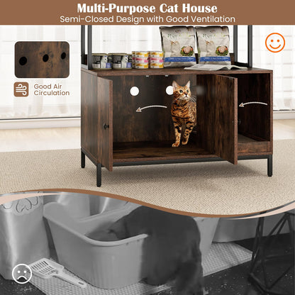 Hidden Cats Washroom Furniture with 3-tier Storage Shelves
