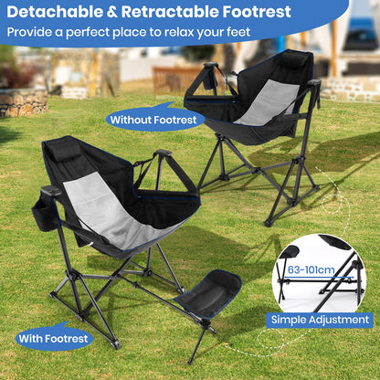 Folding Hammock Camping Chair with Retractable Footrest