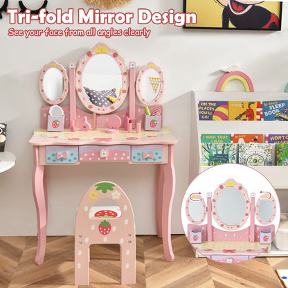 2-in-1 Kids Vanity Table and Chair Set