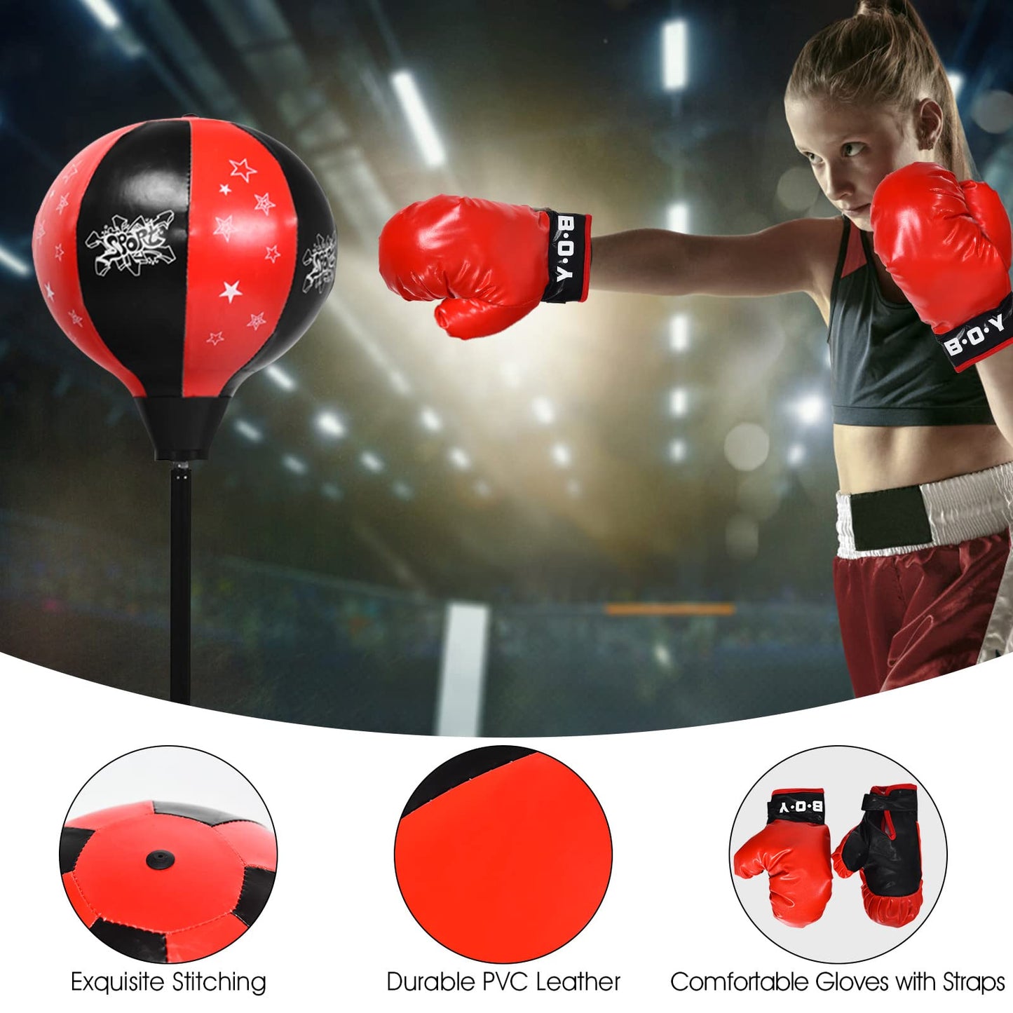Punching Bag with Stand and Gloves
