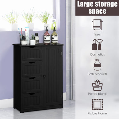 Freestanding Storage Cupboard with Adjustable Shelf and Drawers