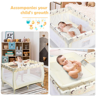 3 in 1 Convertible Bassinet Cot with Changing Table and Toy Bar