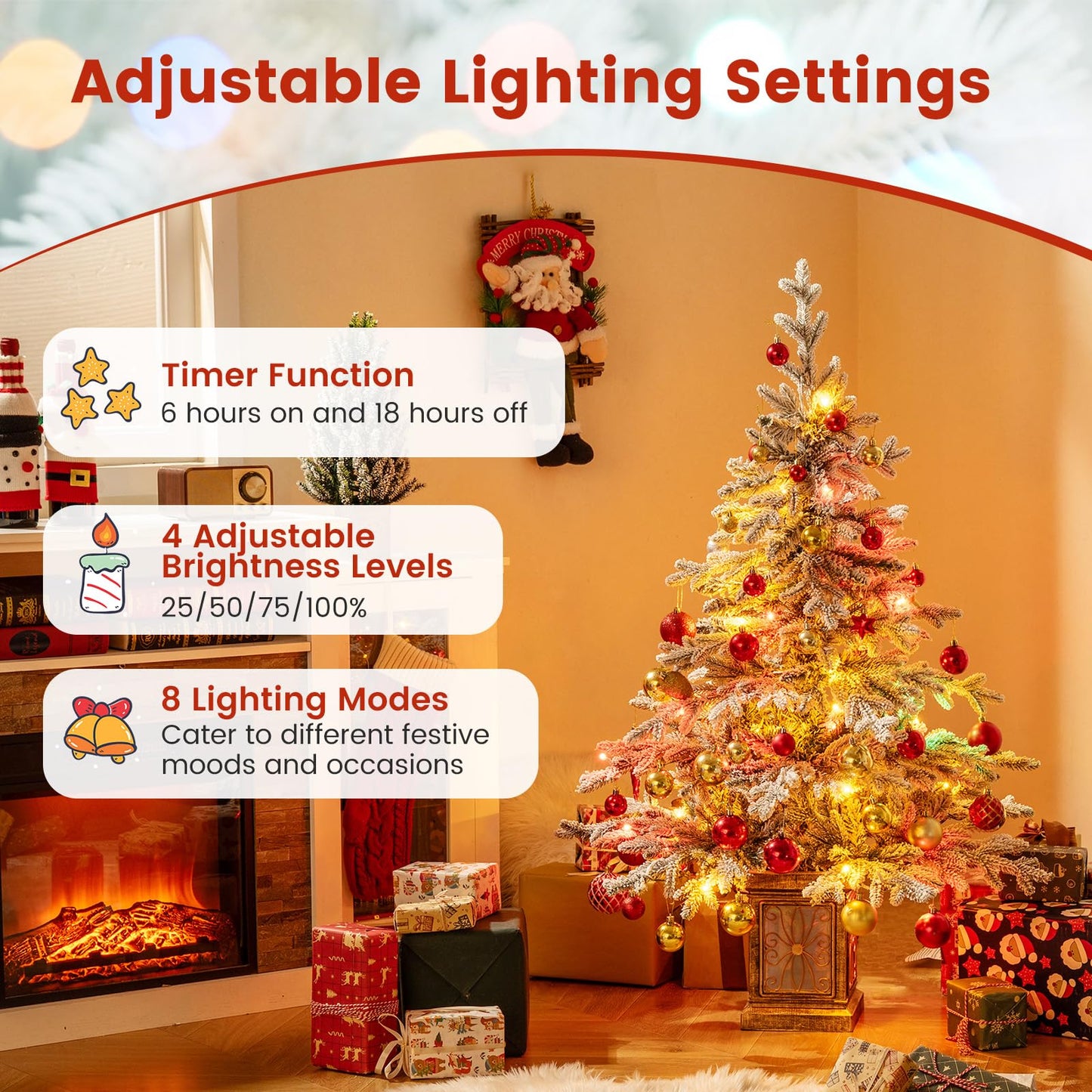 4 FT Pre-lit Artificial Christmas Trees 100 Multi-color and Warm White Dimmable Lights