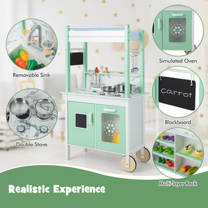 Double sided Pretend Play Kitchen with Remote Control