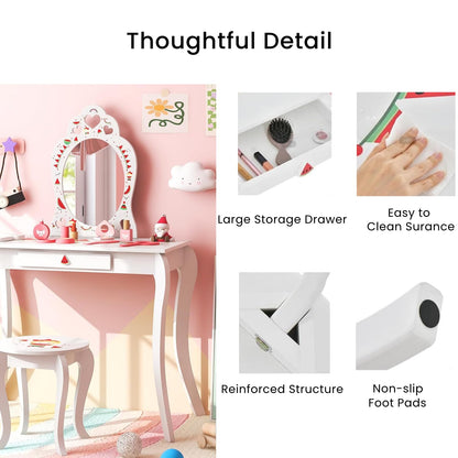 2-in-1 Kids Vanity Set with Mirror and Drawer