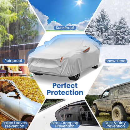 Car Cover Waterproof, All Weather Rain Snow Sun Dust UV Protection