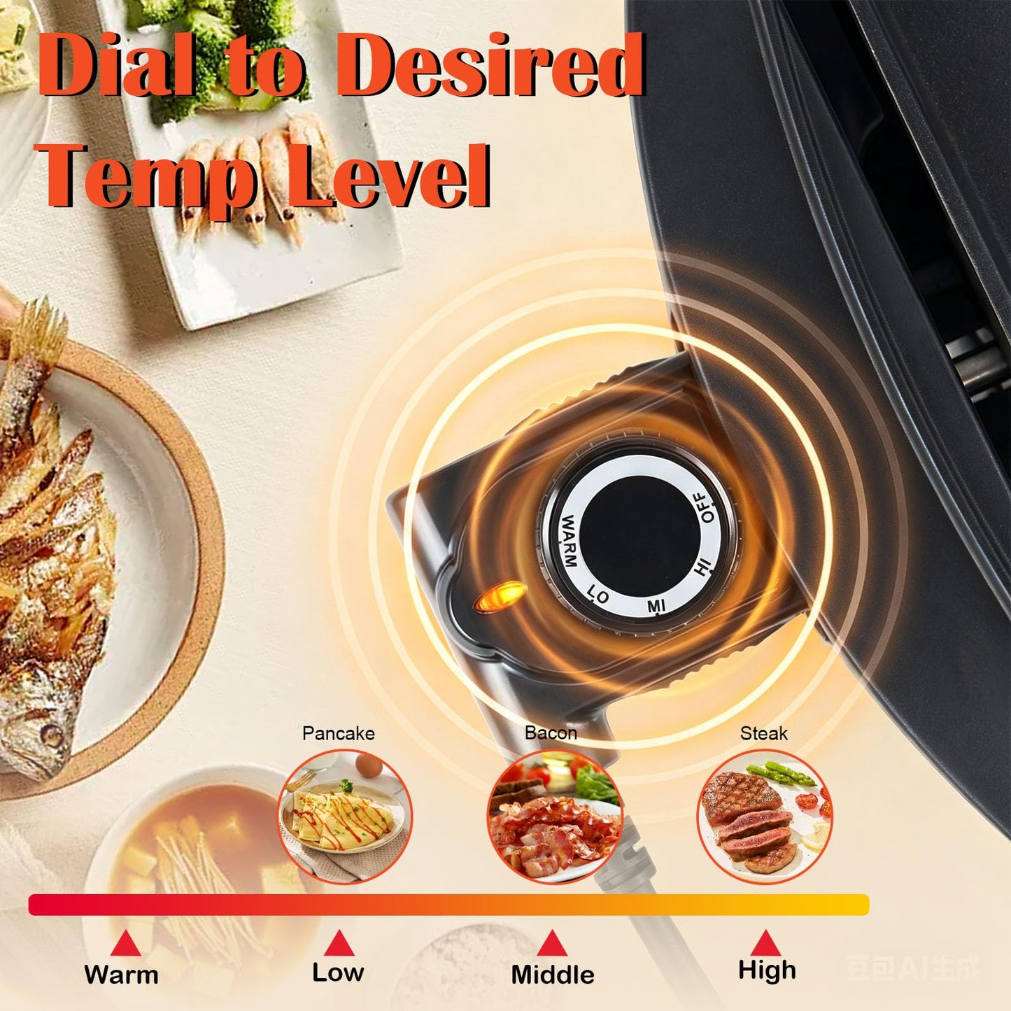 Electric Teppanyaki Grill, 1600W/2150W BBQ Griddle with Nonstick Flat Cooking Surface