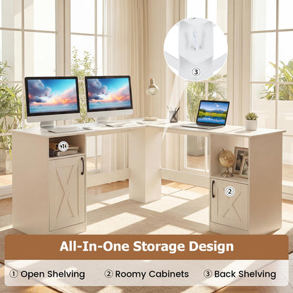 150 CM L Shaped Executive Desk with Charging Station