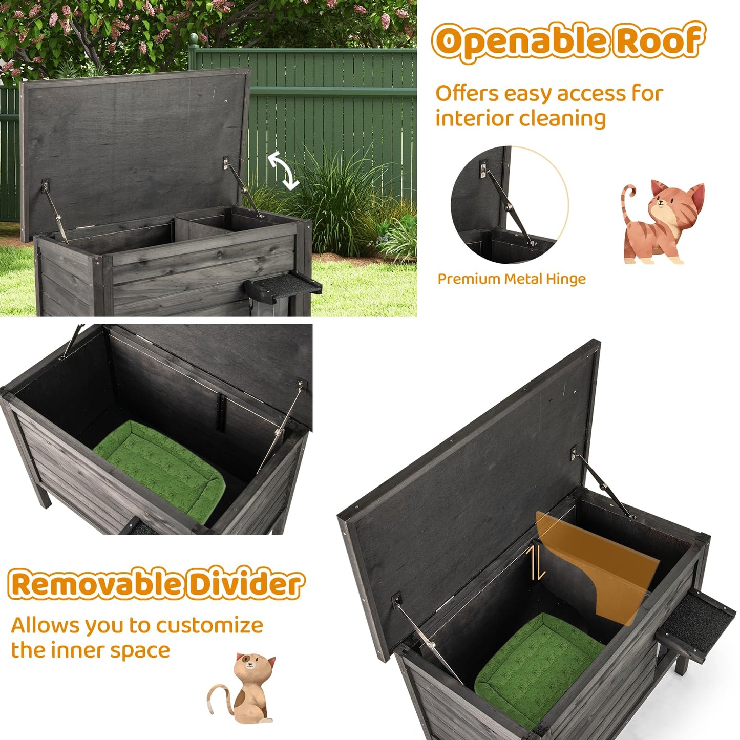 Outdoor Insulated Cat House with All-Round Insulated Styfoam