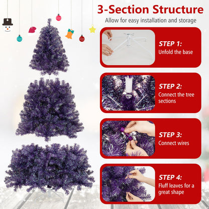 6 FT Artificial Xmas Tree with 688 Branch Tips and 250 Warm White LED Lights