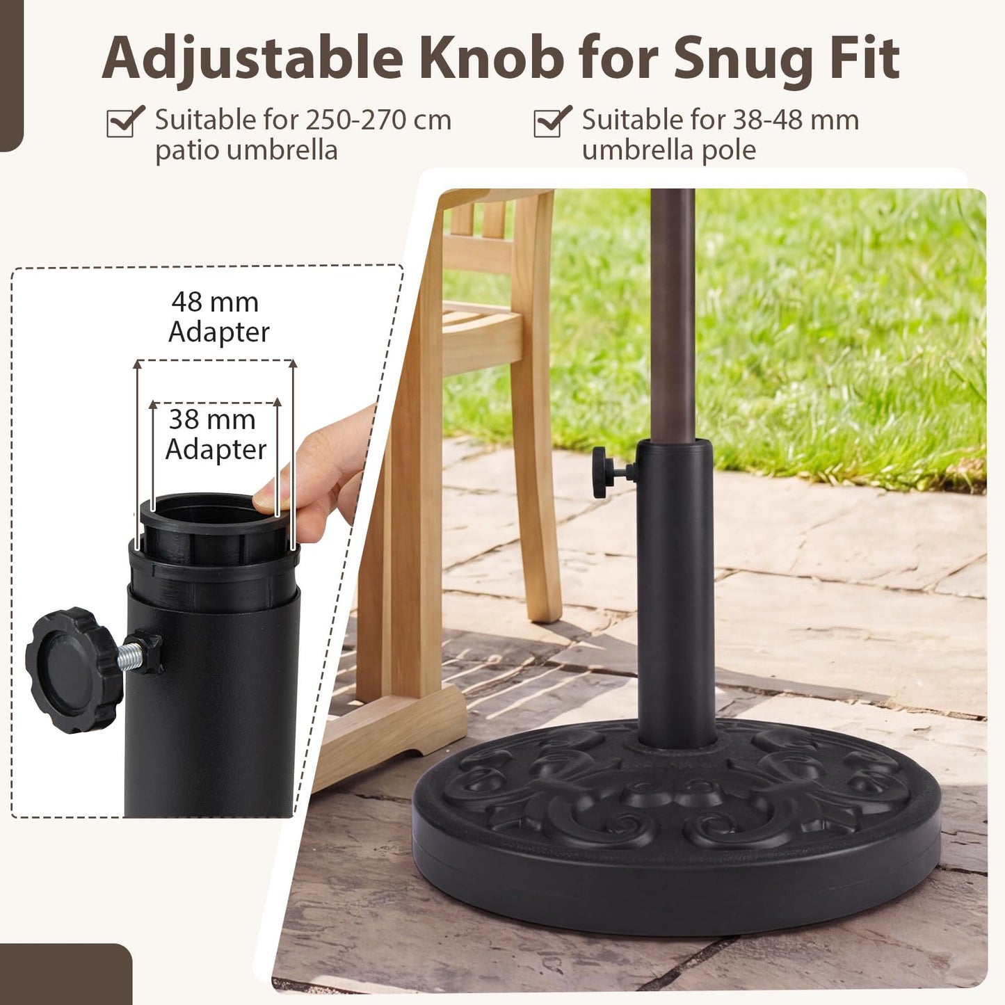 Round Parasol Base, 38mm Heavy Duty Umbrella Stand