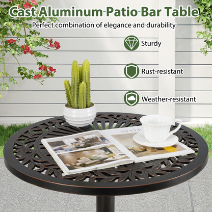 61 x 61 x 105 cm Cast Aluminum Round Bistro Table with Carved Texture