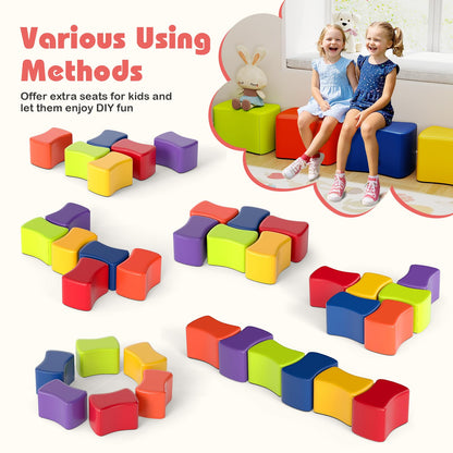 6-Piece Butterfly Stools Modular Soft Foam Seating Set with Waterproof PU Cover