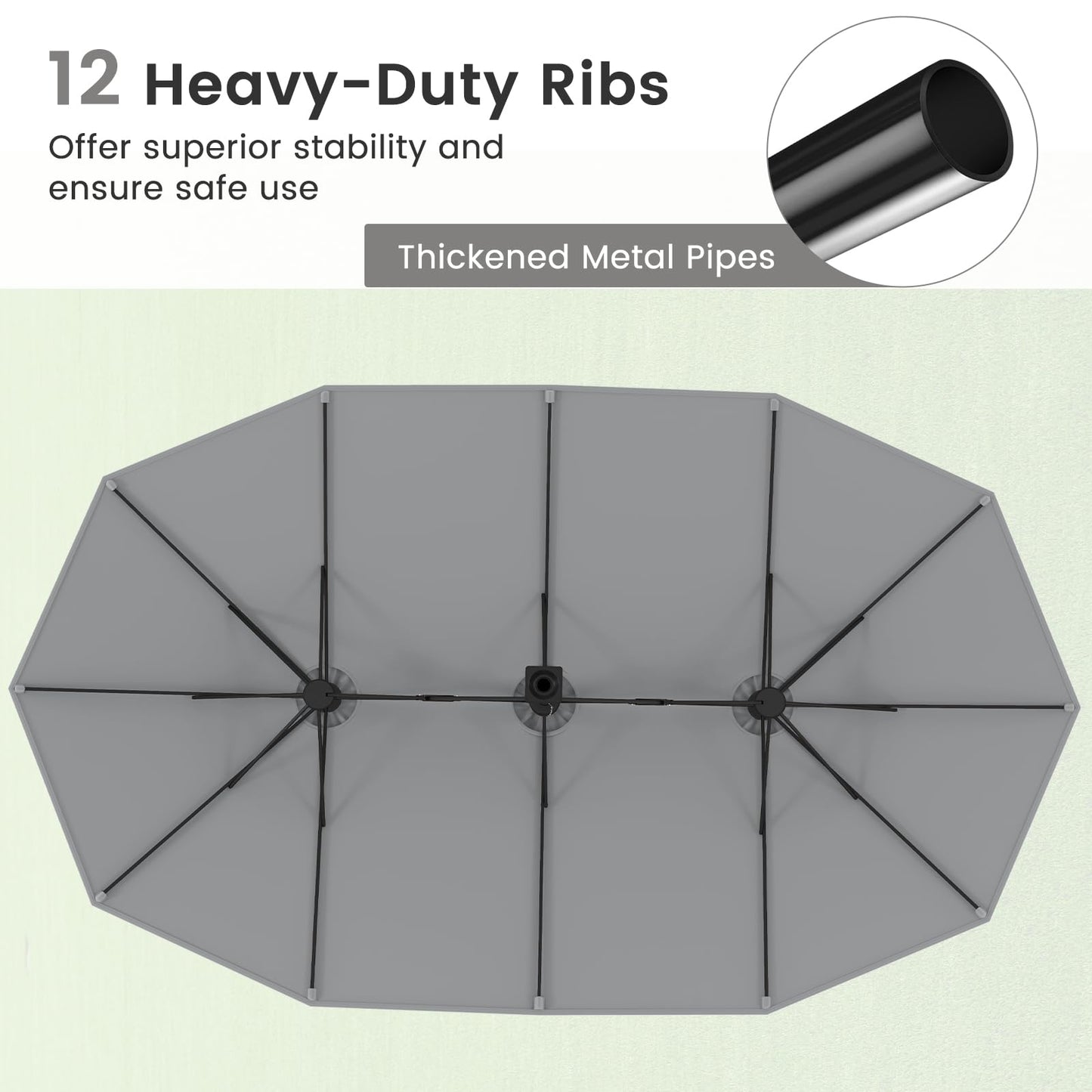 4.5m Outdoor Extra Large Double-Sided Parasol with Base & 12 Metal Ribs