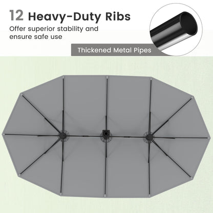4.5m Outdoor Extra Large Double-Sided Parasol with Base & 12 Metal Ribs