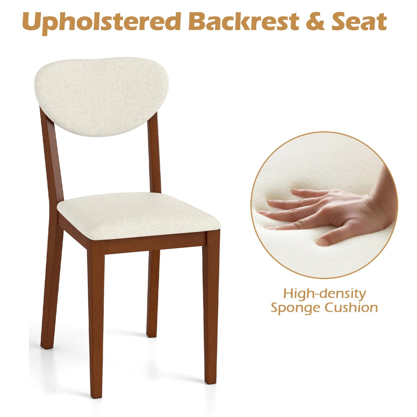 Set of 2 Sherpa Dining Chairs with Rubber Wood Legs
