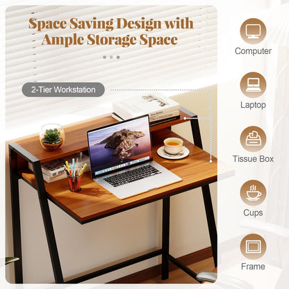 Computer Desk with Monitor Stand 80 CM Small Desk Compact Desk
