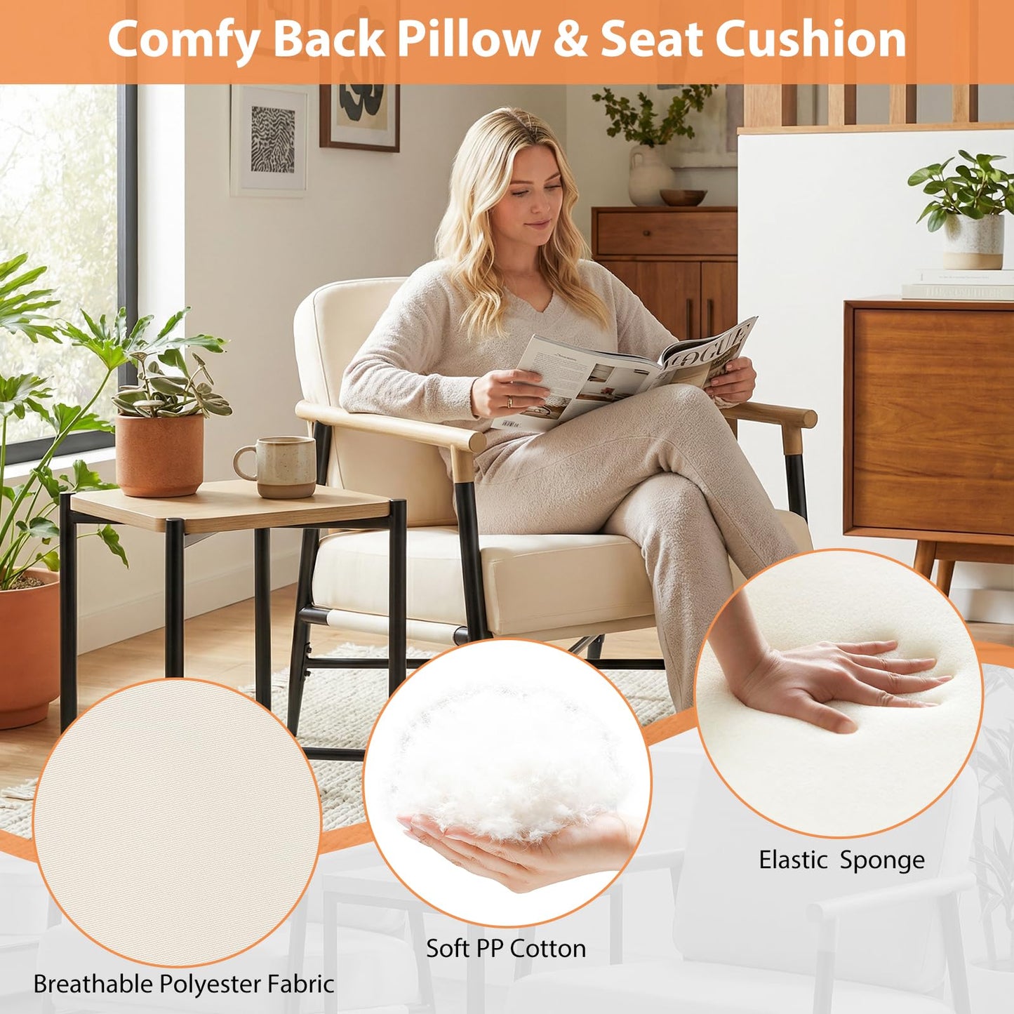 Modern Lounge Chair with Removable Zippered Cushions