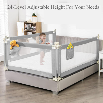 145cm Height Adjustable Bed Rail with Storage Pocket and Safety Lock