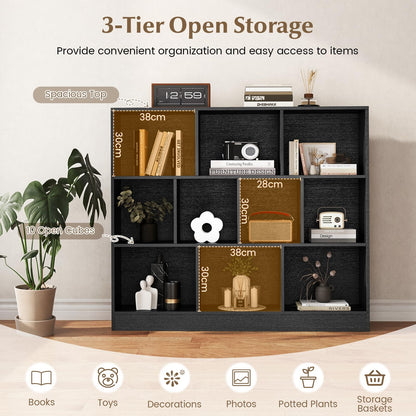 10-Cube Bookshelf Freestanding Storage Organizer with 2 Anti-Tipping Kits