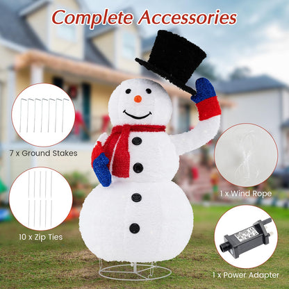 Pre-Lit Christmas Snowman with 120 Built-in LED Lights for Lawn