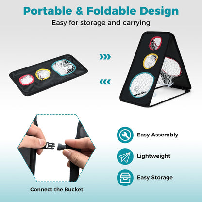 Dual-Sided Golf Chipping Net, Triple Target Golf Practice Net with 5 Target Holes