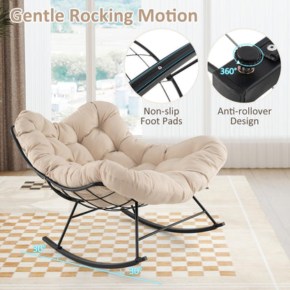 Oversized Patio Wicker Egg Chair with Thick and Removable Cushion