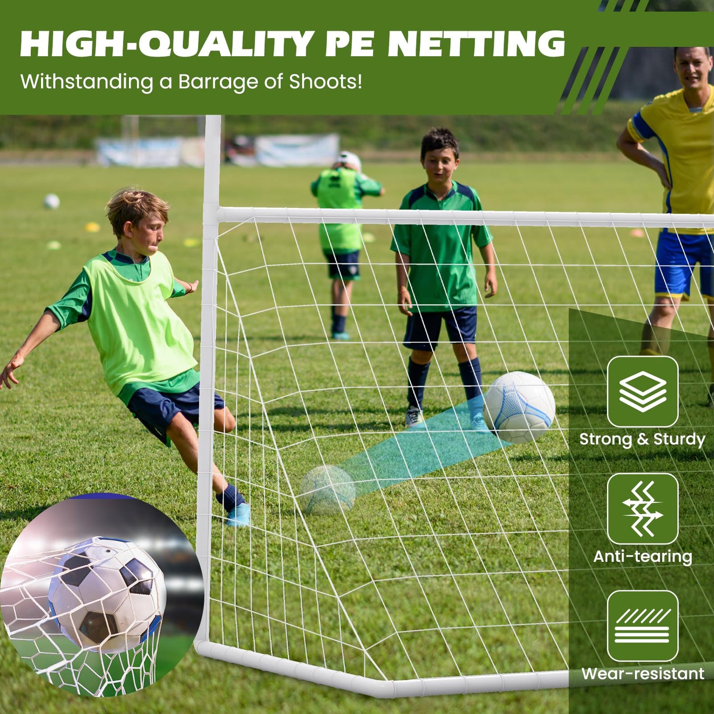 2 in 1 Football Training Equipment with 4 Ground Stakes and 18 Bungee Ropes