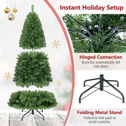 Pre-Lit Artificial Christmas Tree, Hinged Xmas Tree with 350 Warm White & Colorful LED Lights