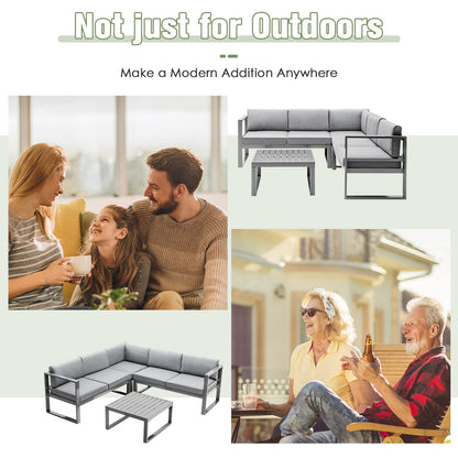 5 Seater L Shape Aluminium Garden Corner Sofa Set