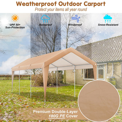 3mx6m Carport, Heavy Duty Galvanized Car Canopy with Waterproof Tear Resistance Cover
