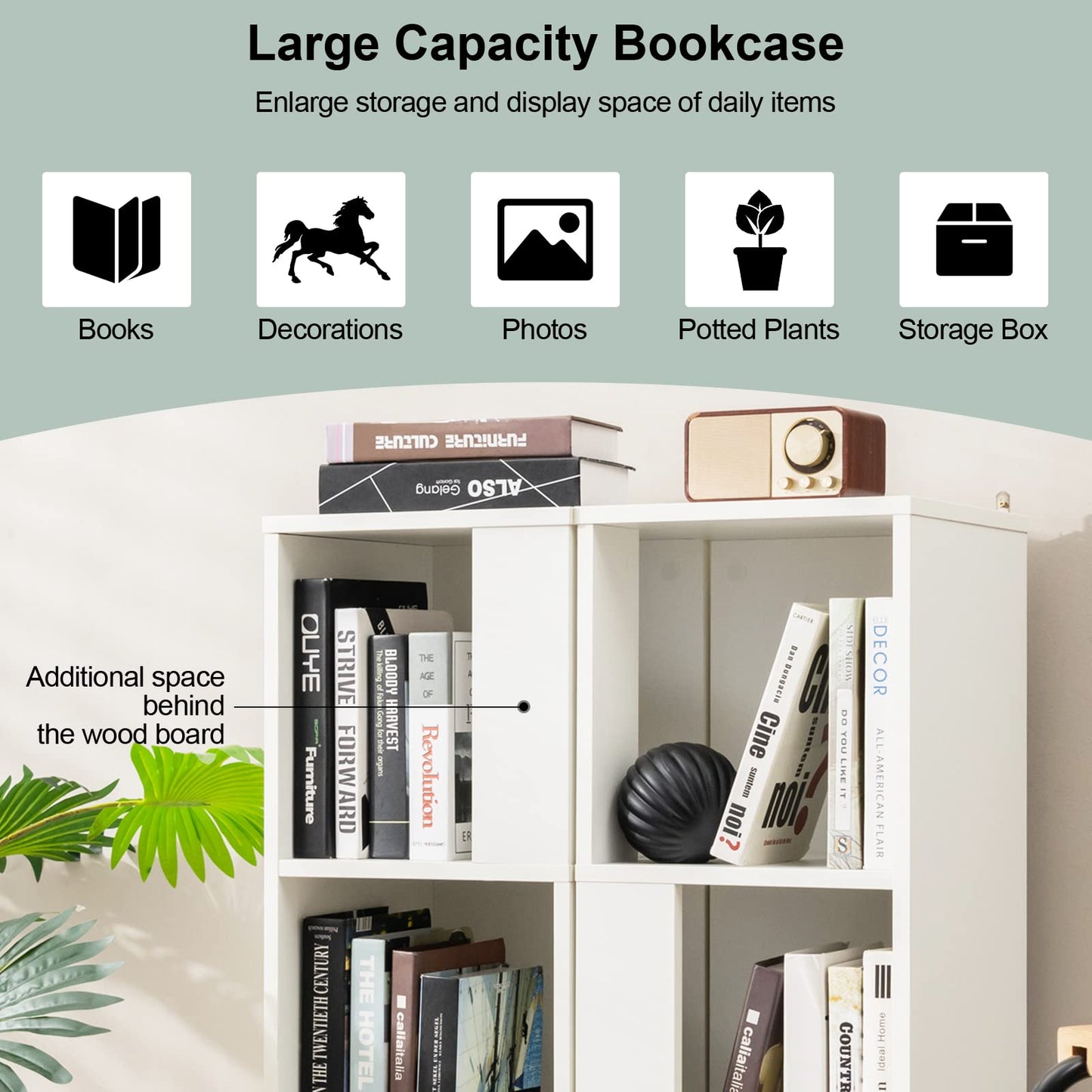 2 Pieces 3-Tier Wooden Storage Bookcase