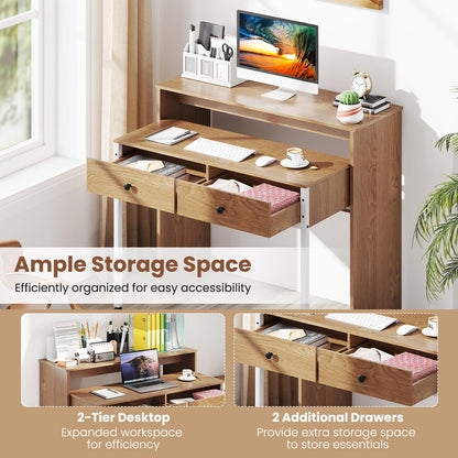 Extending Computer Desk with 2 Storage Drawers