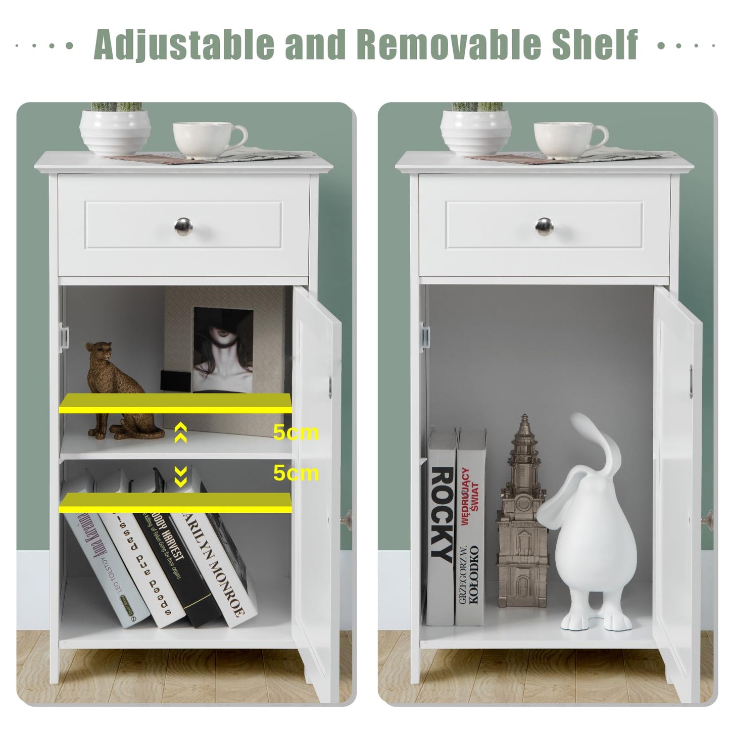 Bathroom Floor Cabinet, Freestanding Storage Cupboard with Drawer