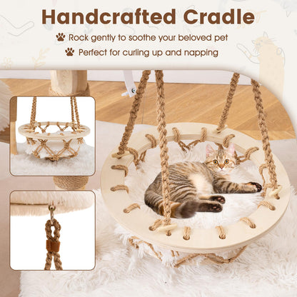 Cute Solid Wood Cat Tree Natural Branch Modern Kitten Tower
