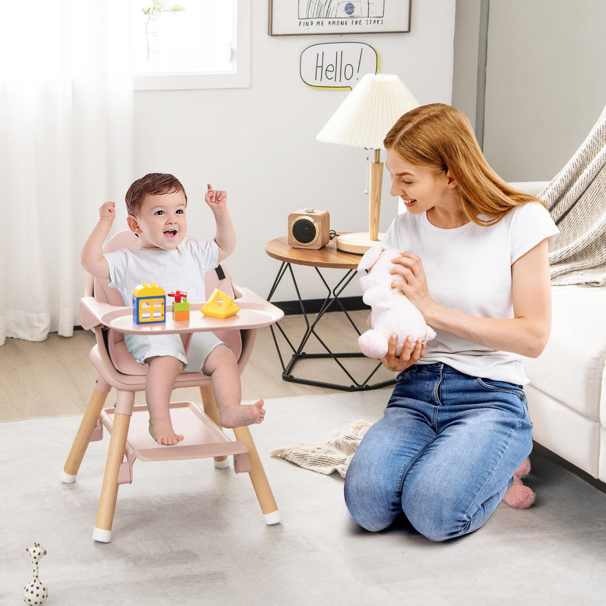3 in 1 High Chairs for Babies and Toddlers with Foot Rest and Removable Double Tray