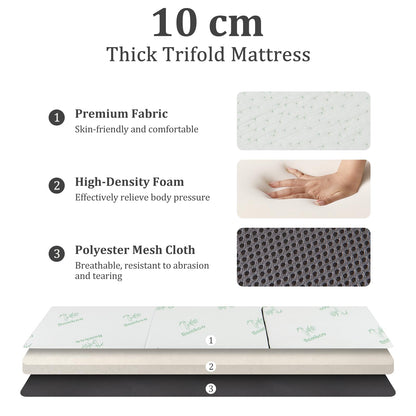 Folding Mattress, Tri Fold Portable Floor Mattresses with Side Handles