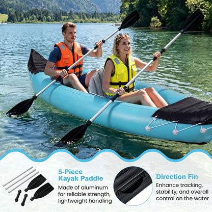 Heavy Duty Tandem Touring Kayak with Aluminum Paddles and Fin