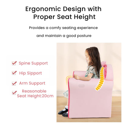 Upholstered Toddler Couch with Ultra Soft Velvet Cover and Spacious Backrest