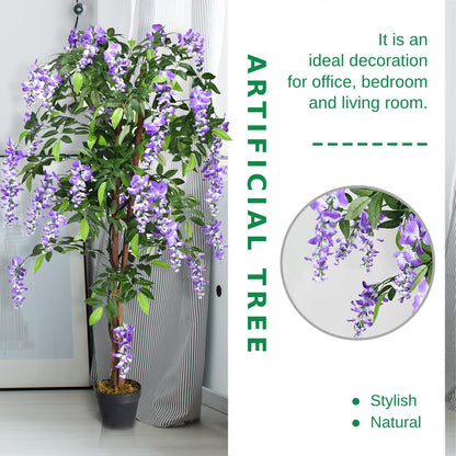 150CM Ficus Artificial Tree Fake Wisteria Tree with 3 Natural Trunks