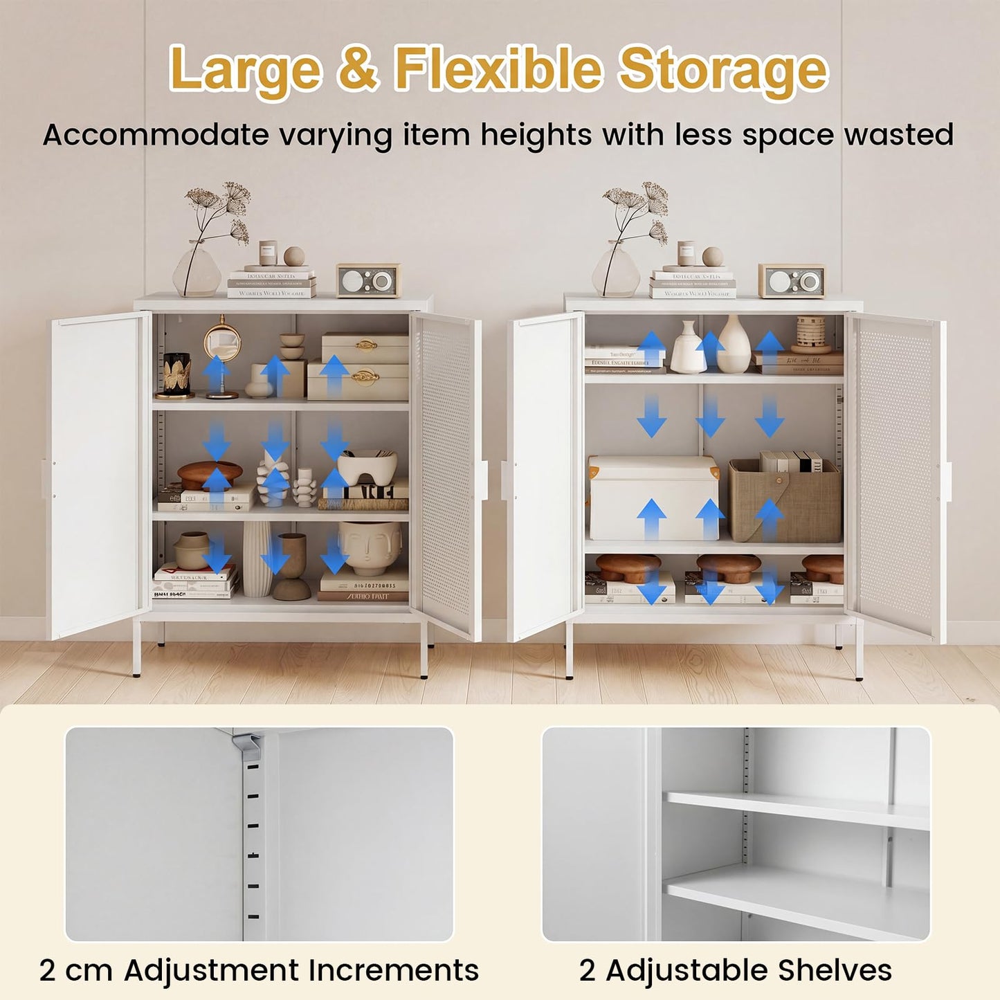 Metal Buffet Sideboard with 2 Doors and Adjustable Shelves