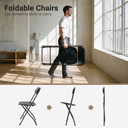 4 Pack Folding Chairs with Heavy Duty Metal Frame for Home