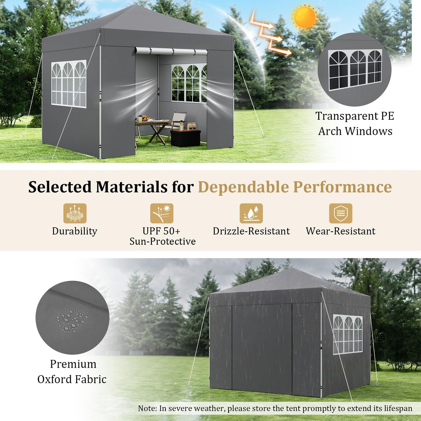3m x 3m Pop Up Gazebo, Waterproof Outdoor Canopy Tent
