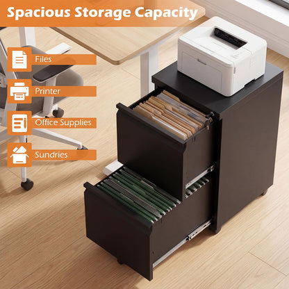 2/3-Drawers Mobile File Cabinet, Rolling Metal Filing Cabinet with 5 Casters and 2 Keys