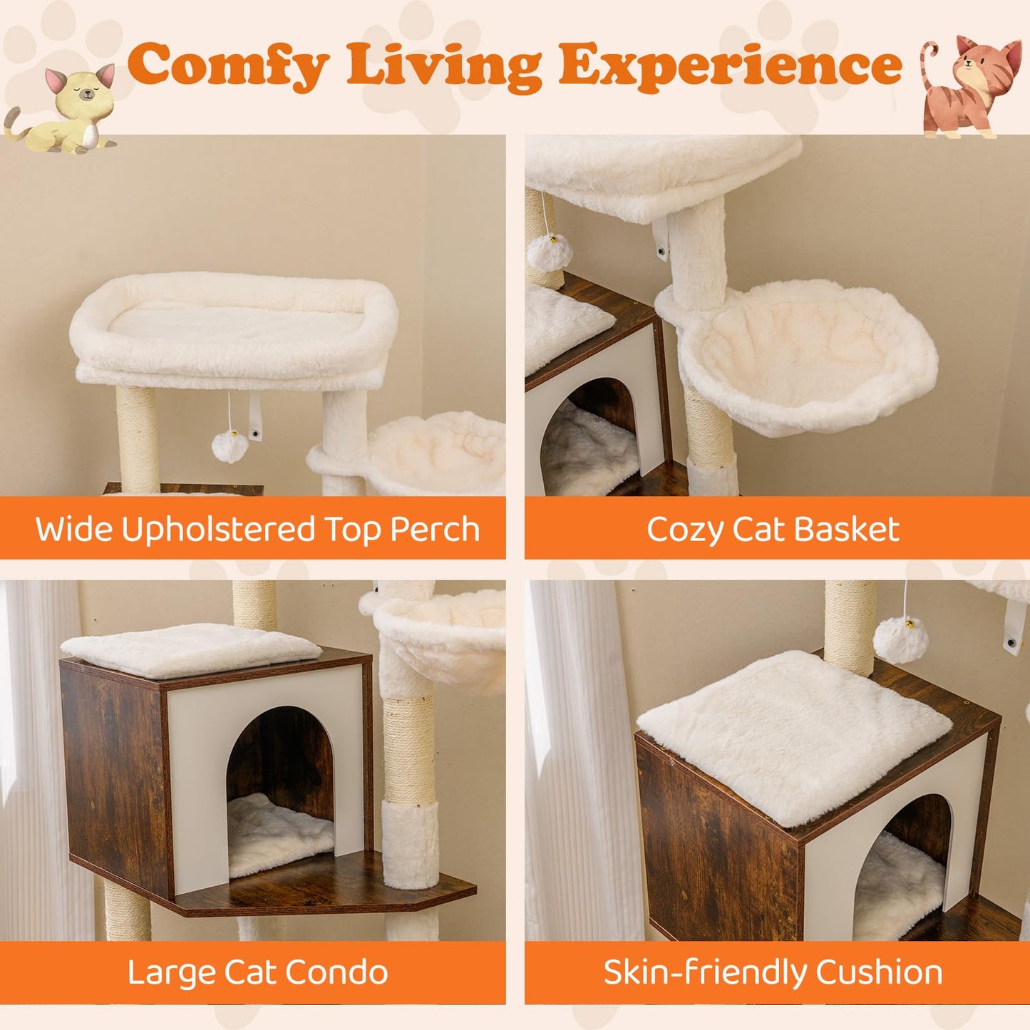 Cat Tree with Litter Box Enclosure, Cats Climbing Tower