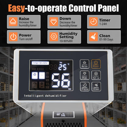 73 L/Day Industrial Dehumidifier with Drain Hose and Timer