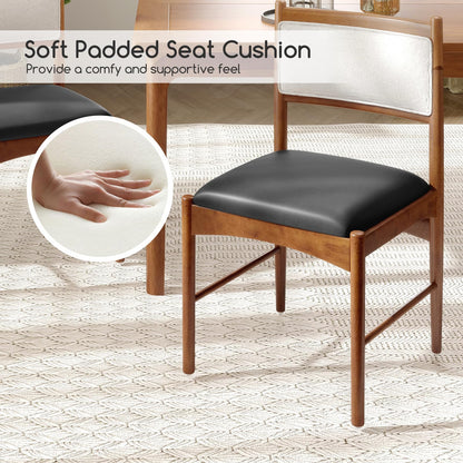 Wooden Dining Chair with Rubber Wood Frame Set of 2