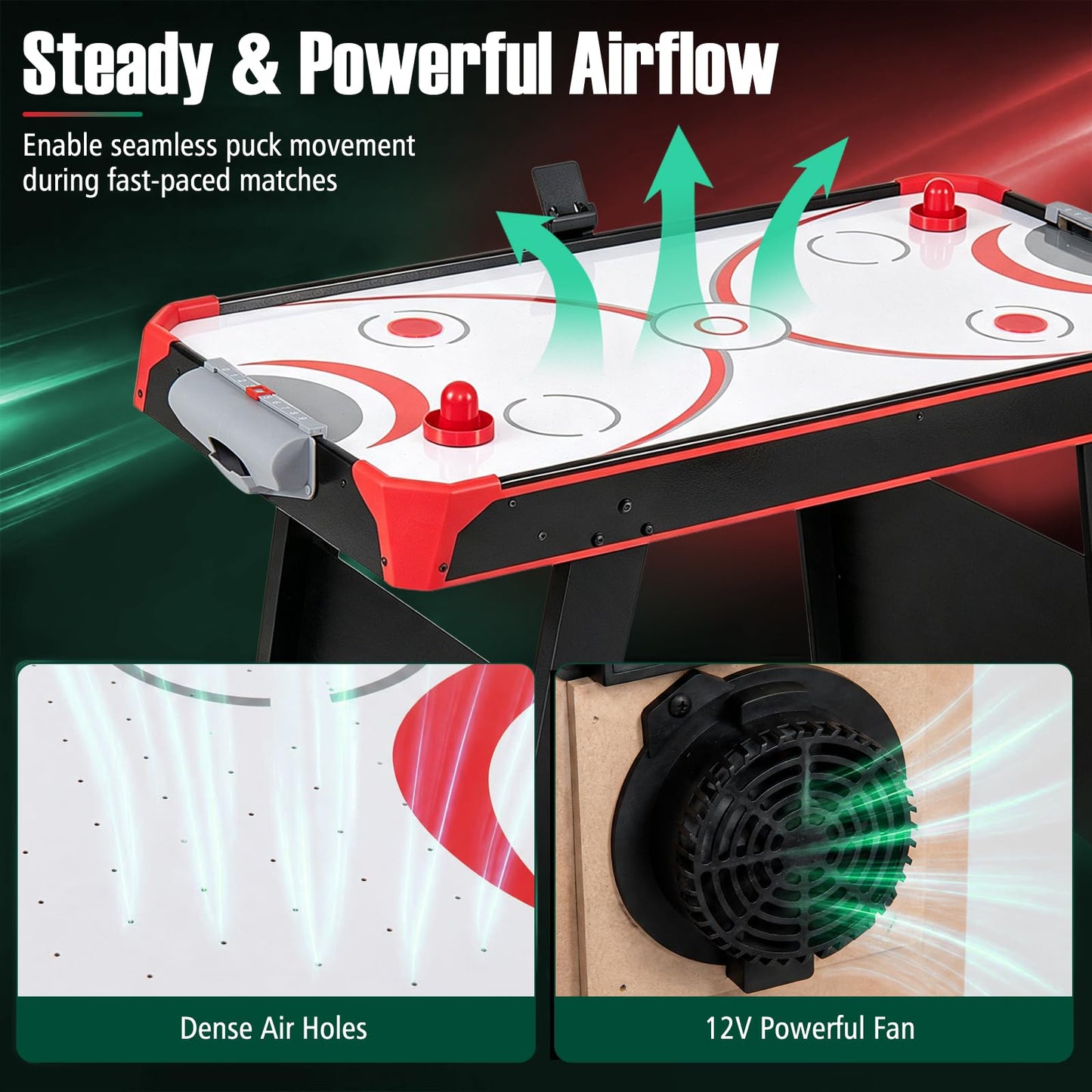 2-in-1 Multi-Game Table with Air Hockey and Table Tennis Top for Kids and Adults