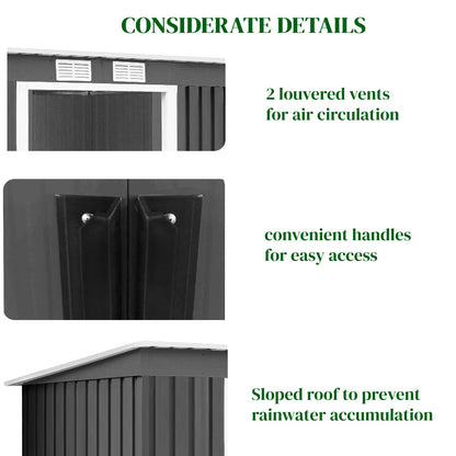 GiantexUK 7x4FT Metal Garden Shed, Outdoor Galvanized Storage House (7x4FT, 2 Vents)